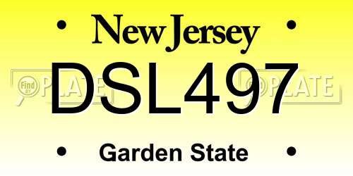 DSL497 New Jersey License Plate