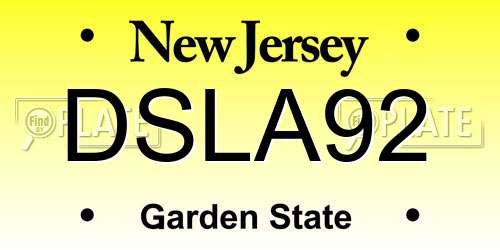 DSLA92 New Jersey License Plate