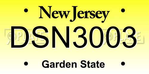 DSN3003 New Jersey License Plate