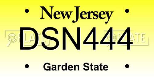 DSN444 New Jersey License Plate