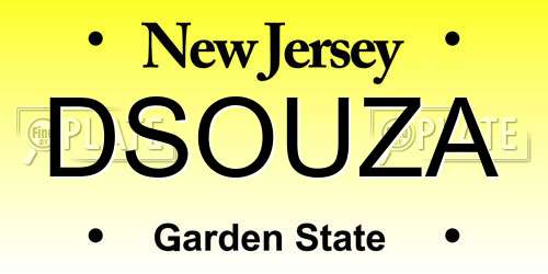 DSOUZA New Jersey License Plate