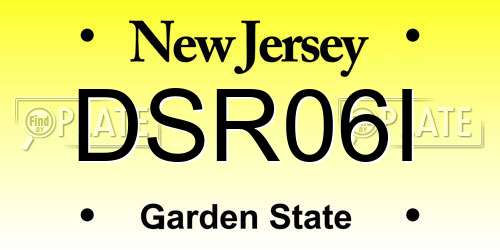 DSR06I New Jersey License Plate