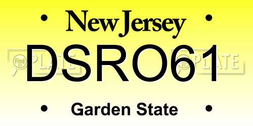 DSRO61 New Jersey License Plate