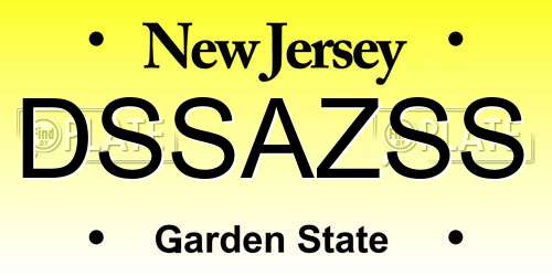 DSSAZSS New Jersey License Plate
