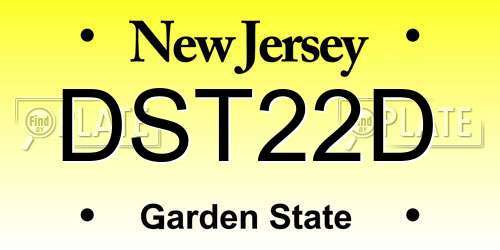 DST22D New Jersey License Plate