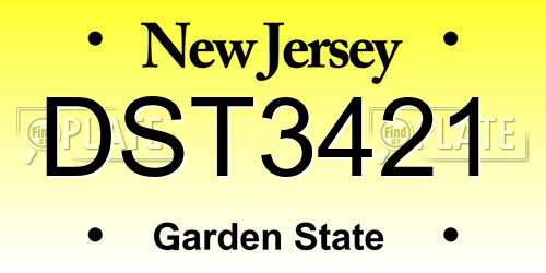 DST3421 New Jersey License Plate