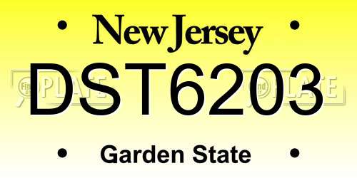 DST6203 New Jersey License Plate