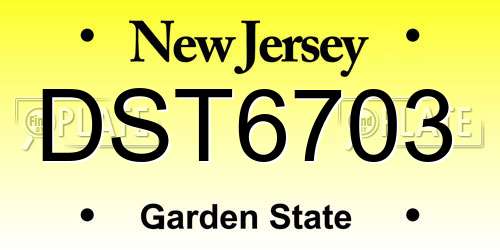 DST6703 New Jersey License Plate