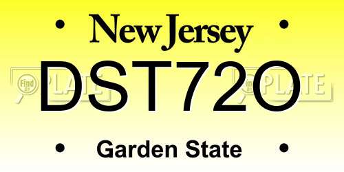 DST72O New Jersey License Plate