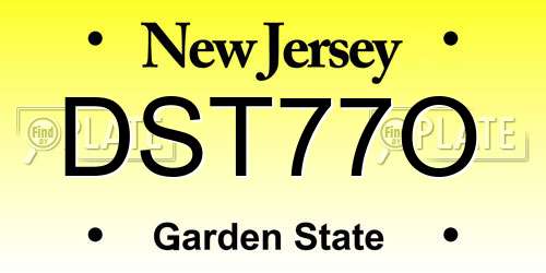 DST77O New Jersey License Plate