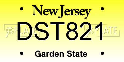 DST821 New Jersey License Plate