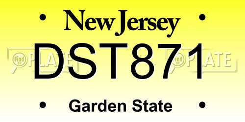 DST871 New Jersey License Plate