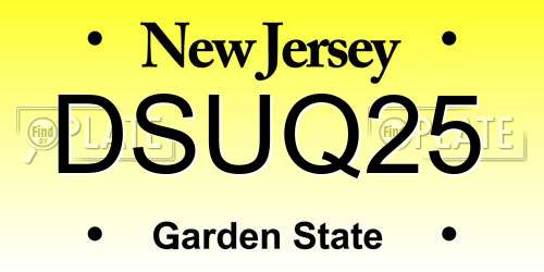 DSUQ25 New Jersey License Plate