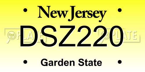 DSZ220 New Jersey License Plate