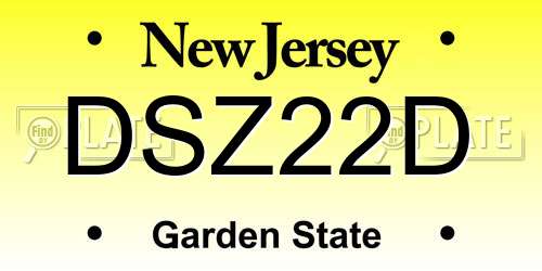 DSZ22D New Jersey License Plate