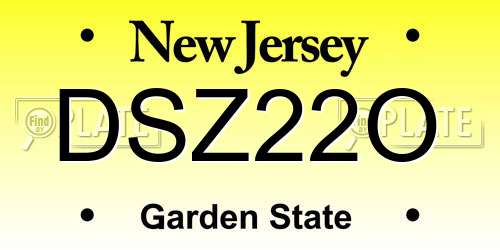 DSZ22O New Jersey License Plate