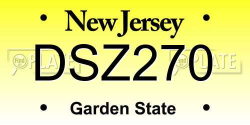 DSZ270 New Jersey License Plate