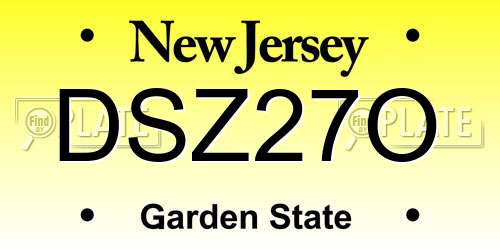 DSZ27O New Jersey License Plate