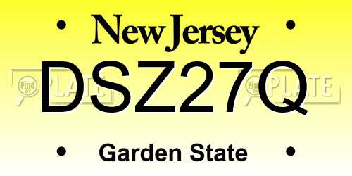 DSZ27Q New Jersey License Plate