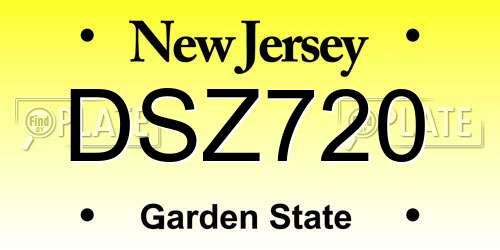 DSZ720 New Jersey License Plate