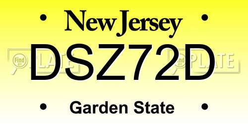 DSZ72D New Jersey License Plate