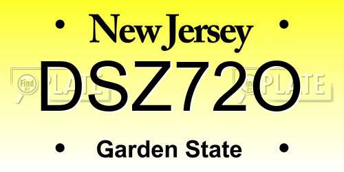 DSZ72O New Jersey License Plate