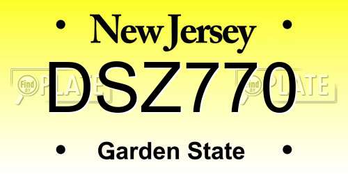 DSZ770 New Jersey License Plate