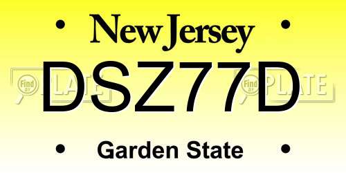 DSZ77D New Jersey License Plate