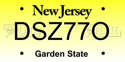 DSZ77O New Jersey License Plate