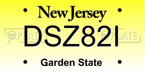 DSZ82I New Jersey License Plate