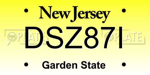 DSZ87I New Jersey License Plate