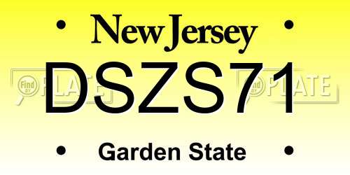 DSZS71 New Jersey License Plate