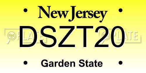 DSZT20 New Jersey License Plate