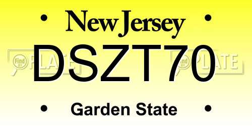 DSZT70 New Jersey License Plate