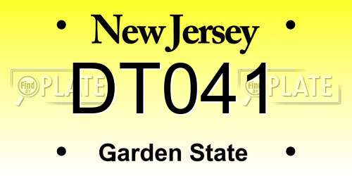 DT041 New Jersey License Plate