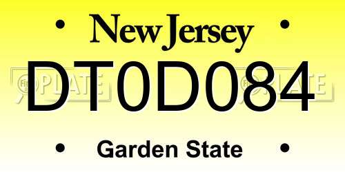 DT0D084 New Jersey License Plate