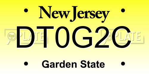 DT0G2C New Jersey License Plate