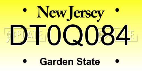 DT0Q084 New Jersey License Plate