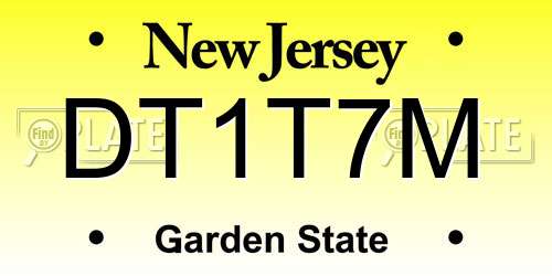DT1T7M New Jersey License Plate