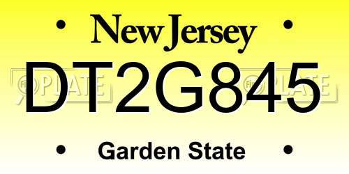 DT2G845 New Jersey License Plate