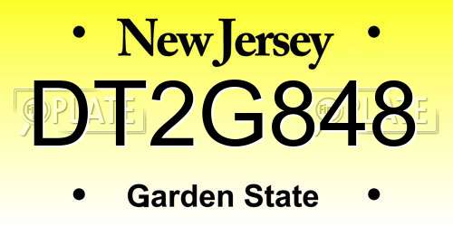 DT2G848 New Jersey License Plate