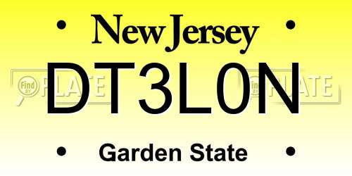DT3L0N New Jersey License Plate