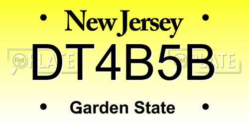DT4B5B New Jersey License Plate