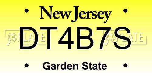 DT4B7S New Jersey License Plate