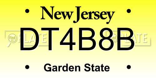 DT4B8B New Jersey License Plate