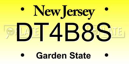 DT4B8S New Jersey License Plate
