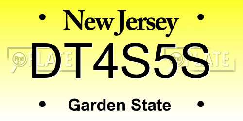 DT4S5S New Jersey License Plate
