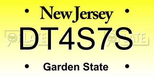 DT4S7S New Jersey License Plate