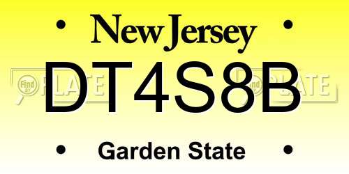 DT4S8B New Jersey License Plate