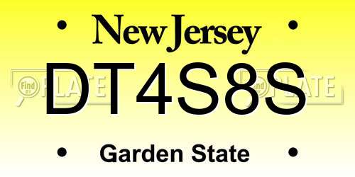 DT4S8S New Jersey License Plate